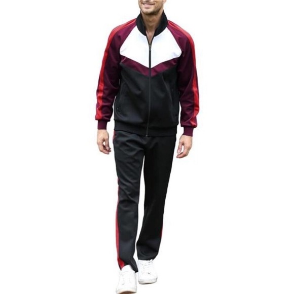 Mens Tracksuits Set 2 Piece Athletic Full Zip Track Suits NEW